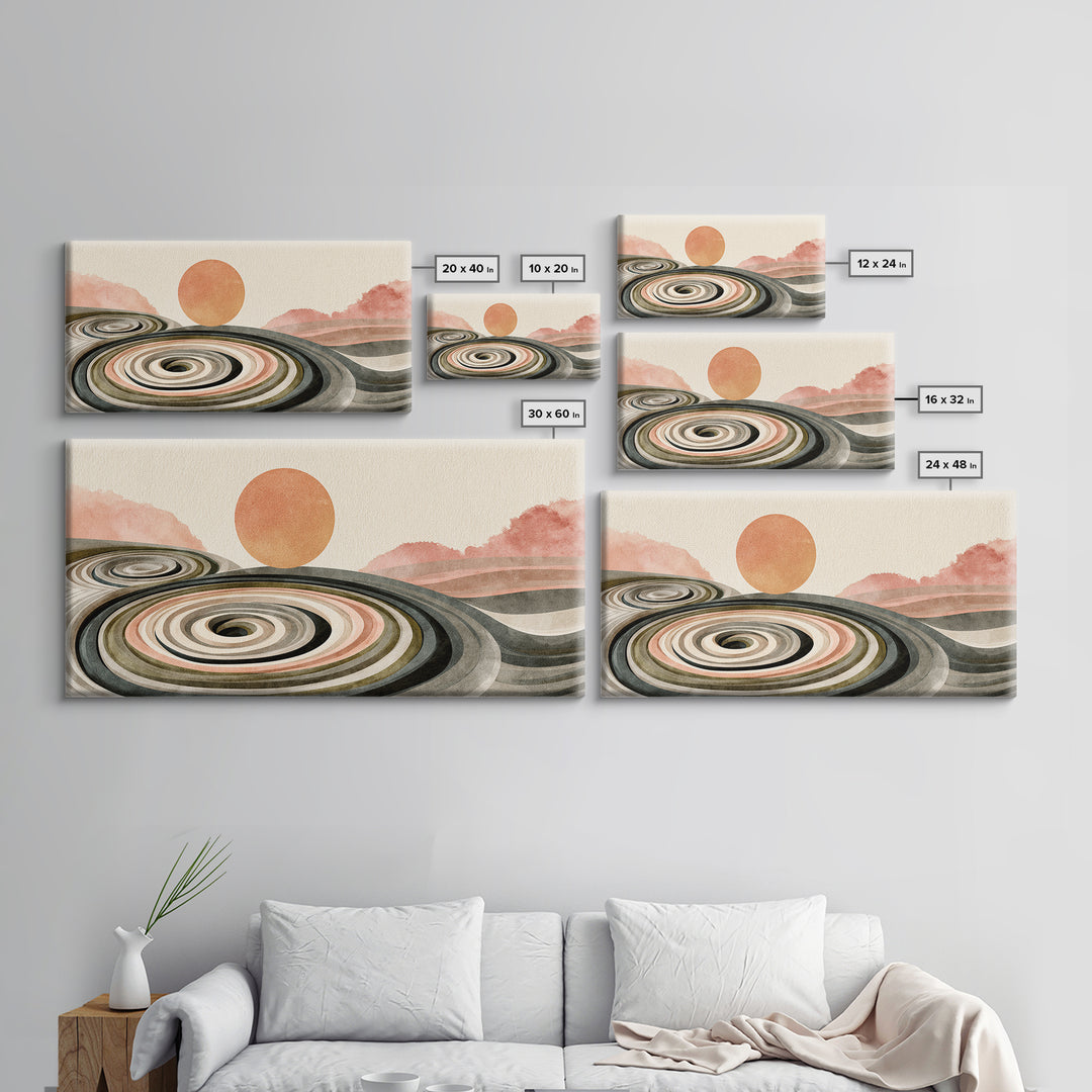 Sand Garden Lines Canvas Print, Spa Art, Wall Art, Spa Decor, Watercolor Art, Serenity, Dog Wall Art, Abstract Print, SPA-2x1-32