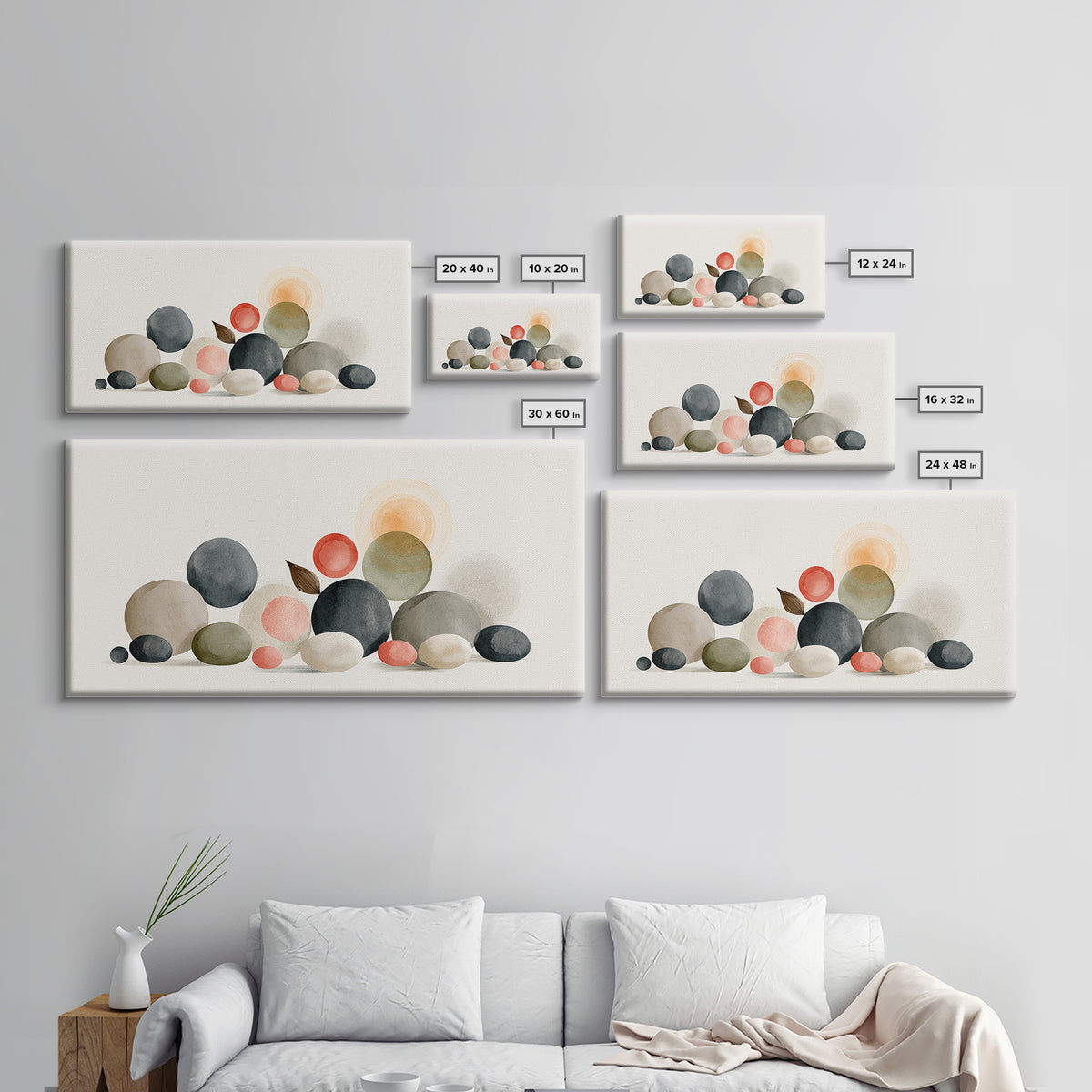 Pebble Texture Abstract Framed Canvas Print, Spa Art, Wall Art, Spa Decor, Abstract Art, Serenity, Dog Wall Art, Abstract Print, SPA-2x1-35