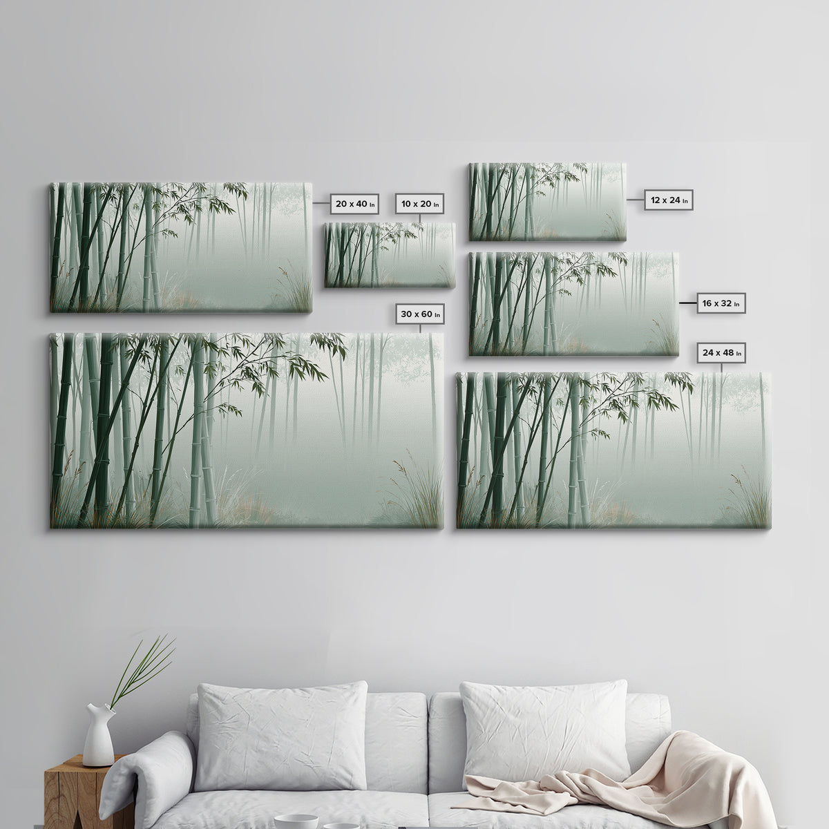 Misty Bamboo Forest Canvas Print, Spa Art, Dog Wall Art, Spa Decor, Fine Art, Serenity, Dog Canvas, Esthetician Decor, SPA-2x1-49