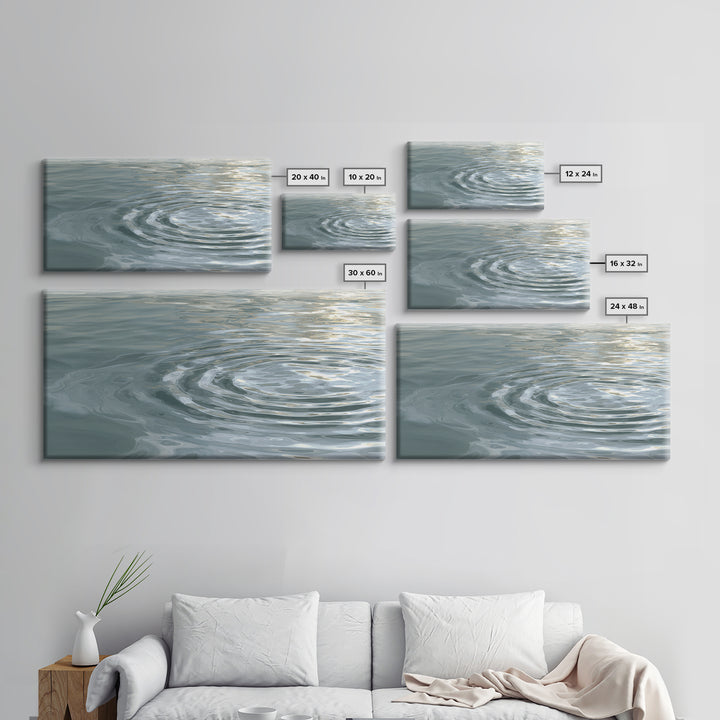 Abstract Water Ripples Framed Canvas Print, Spa Art, Wall Decor, Spa Decor, Serenity, Minimalist Art, Feminine Wall Art, SPA-2x1-50