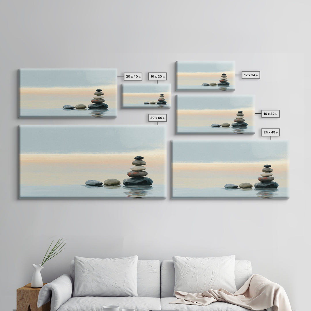 Coastal Horizon in Muted Spa Blues Canvas Print, Spa Art, Printable Wall Art, Spa Decor, Fine Art, Serenity, Feminine Wall Art, SPA-2x1-54