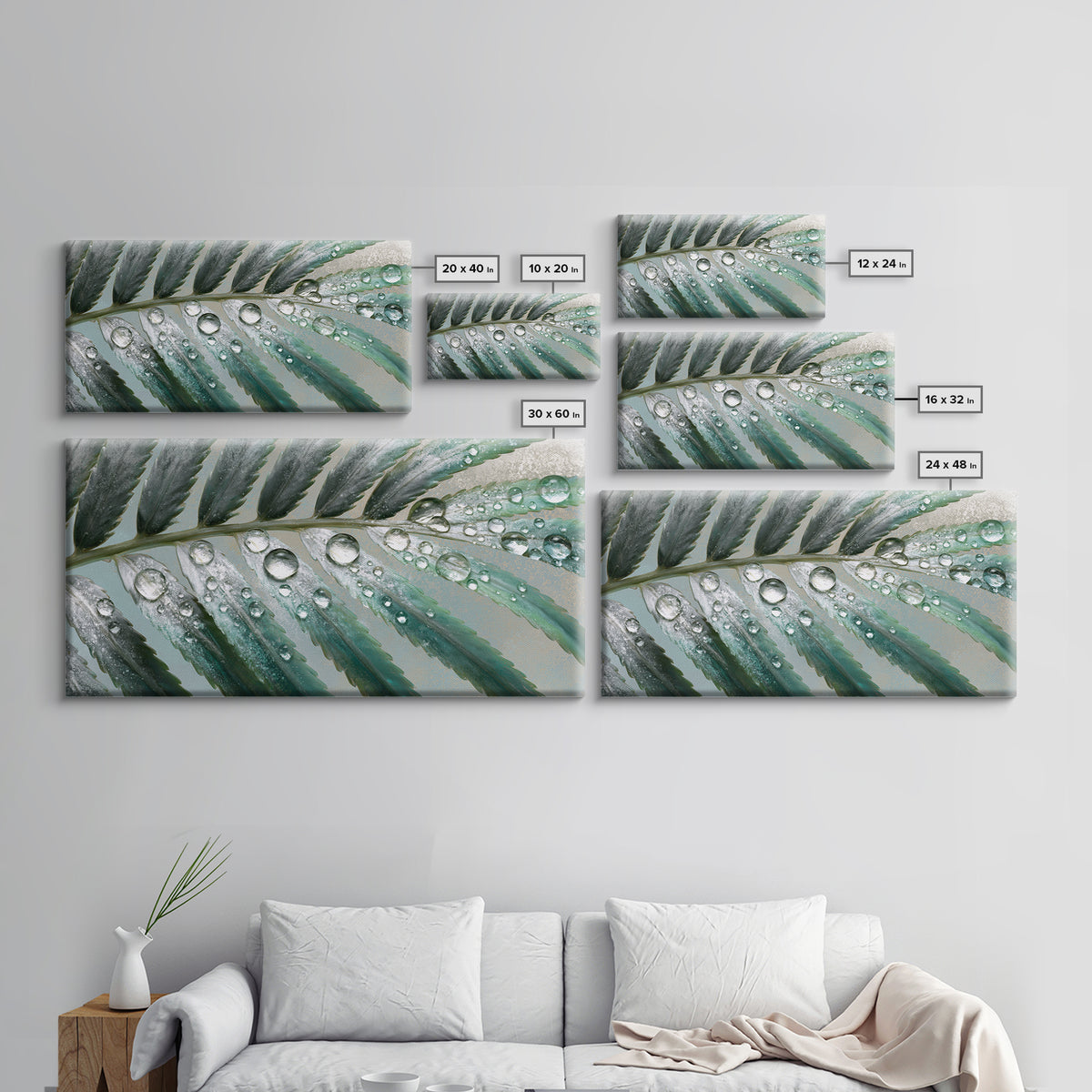 Fern Leaf Closeup Framed Canvas Print, Spa Art, Feminine Wall Art, Spa Decor, Fine Art, Serenity, Hair Salon Wall Art, SPA-2x1-55