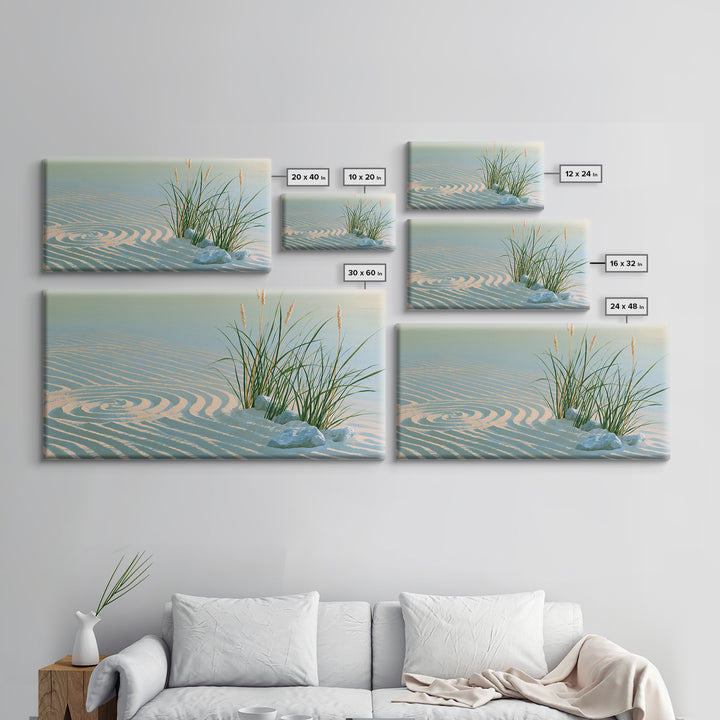 Sand Garden Lines Framed Canvas Print, Spa Art, Wall Art Print, Spa Decor, Fine Art, Serenity, Animal Art, Modern Home Decor, SPA-2x1-56