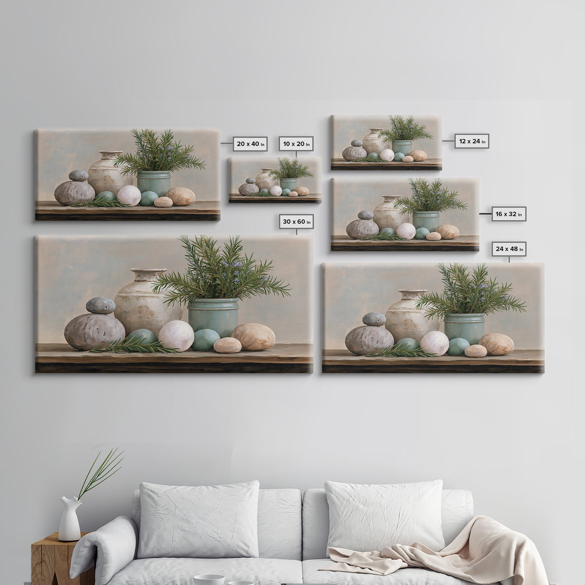 Botanical Herbal Arrangement Canvas Print, Spa Art, Printable Art, Spa Decor, Watercolor Art, Serenity, Fine Art Photography, SPA-2x1-58