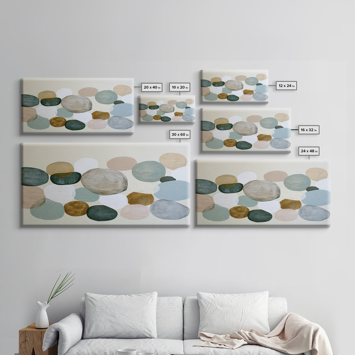 Pebble Texture Abstract Framed Canvas Print, Spa Art, City Art, Spa Decor, Abstract Art, Serenity, Boho Decor, SPA-2x1-59