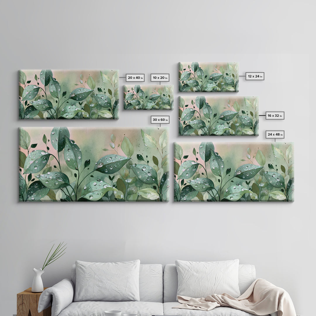 Rain on Leaves Framed Canvas Print, Spa Art, Black Woman Art, Spa Decor, Oil Painting, Serenity, Modern Home Decor, SPA-2x1-60
