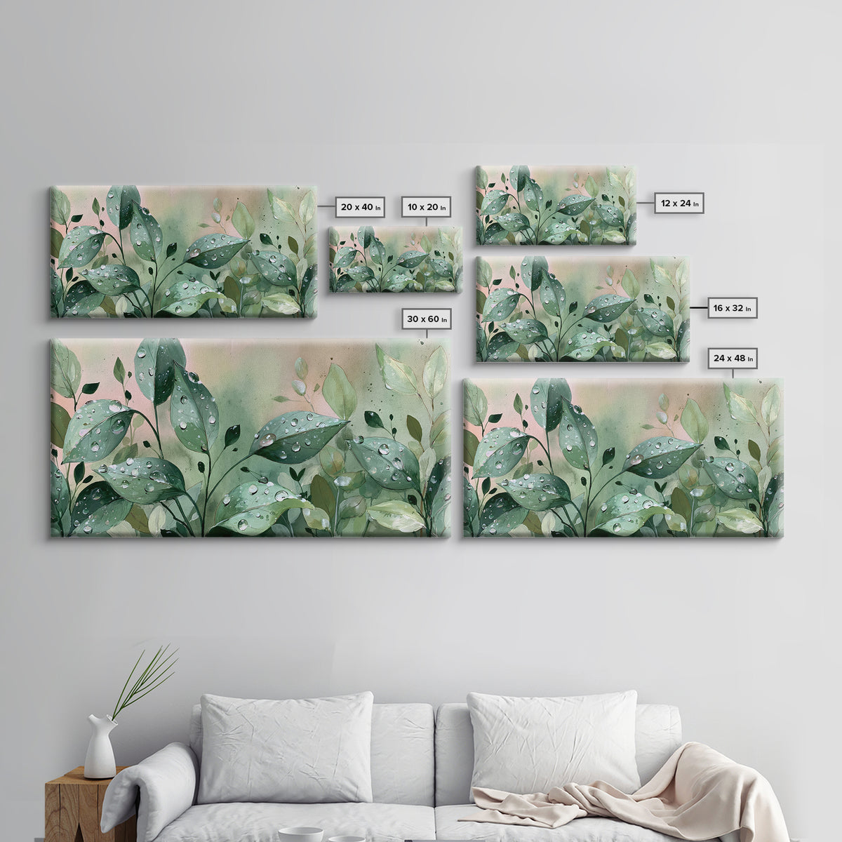 Rain on Leaves Framed Canvas Print, Spa Art, Black Woman Art, Spa Decor, Oil Painting, Serenity, Modern Home Decor, SPA-2x1-60