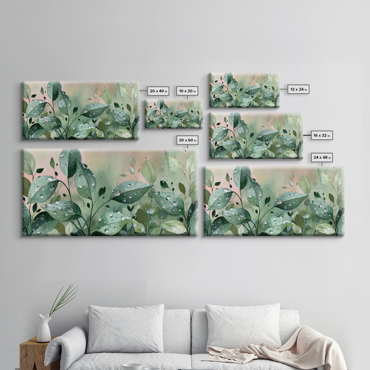 Rain on Leaves Framed Canvas Print, Spa Art, Black Woman Art, Spa Decor, Oil Painting, Serenity, Modern Home Decor, SPA-2x1-60