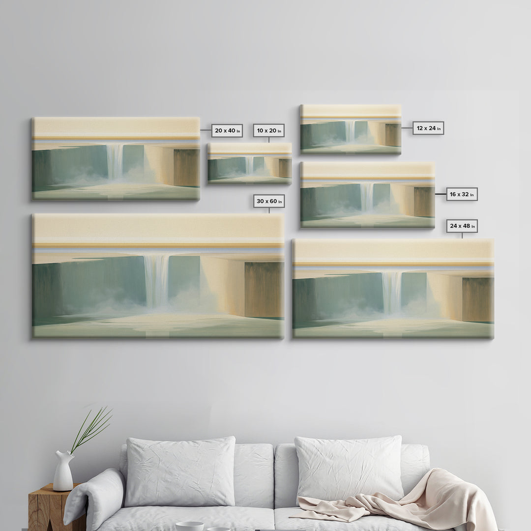 Serene Waterfall with Mist Canvas Print, Spa Art, Wall Art, Spa Decor, Oil Painting, Serenity, Dog Wall Art, Abstract Print, SPA-2x1-62
