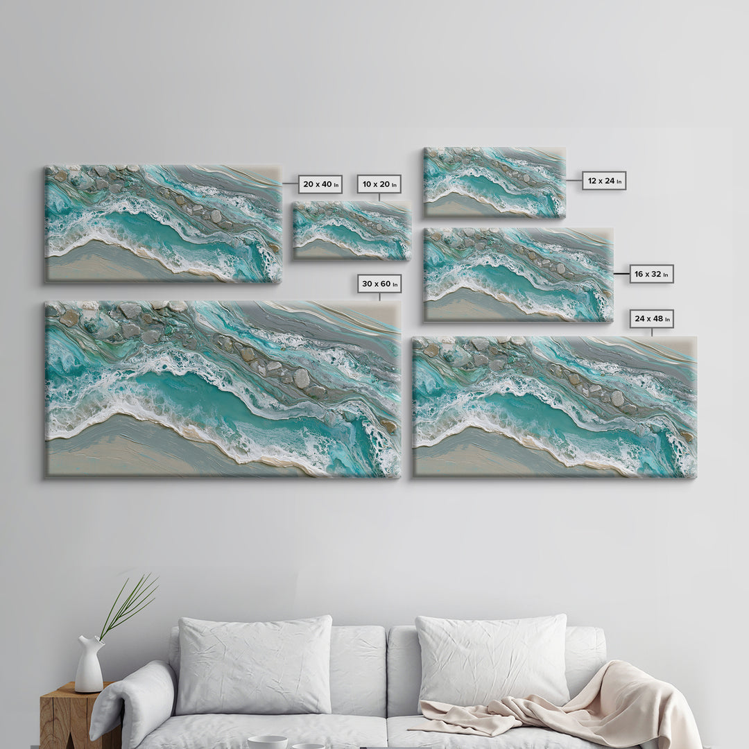 Blue Lagoon Water Seen from Above Canvas Print, Spa Art, Botanical Art, Spa Decor, Fine Art, Serenity, Fashion Wall Art, SPA-2x1-64