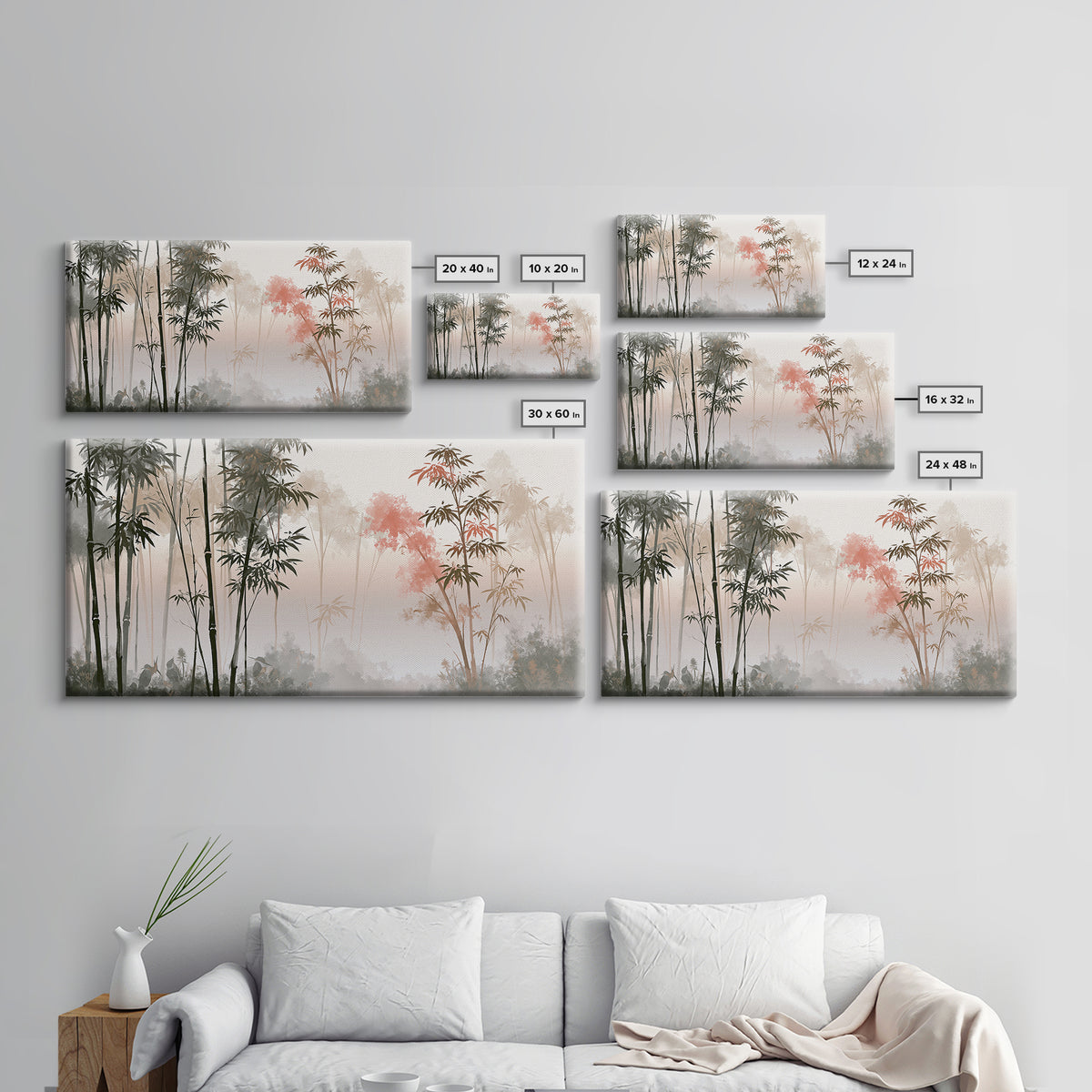 Misty Bamboo Forest Canvas Print, Spa Art, Dog Wall Art, Spa Decor, Fine Art, Serenity, Dog Canvas, Esthetician Decor, SPA-2x1-73