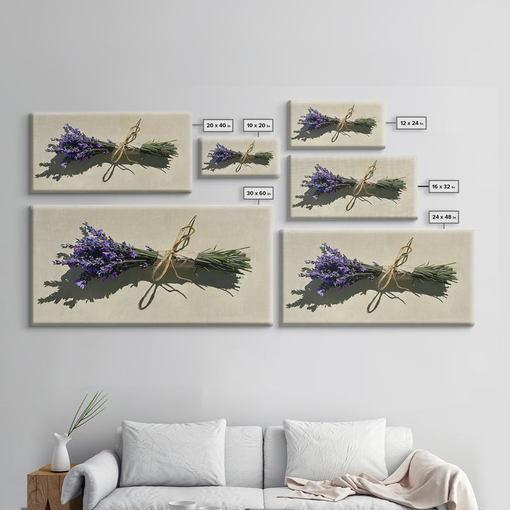 Lavender Bundle with Soft Shadow Framed Canvas Print, Spa Art, Art Print, Spa Decor, Fine Art, Serenity, Botanical Art, SPA-2x1-75