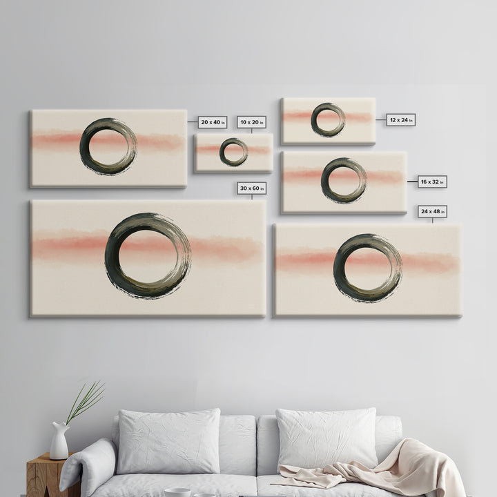 Minimal Zen Circle Brushstroke Canvas Print, Spa Art, Feminine Wall Art, Spa Decor, Fine Art, Serenity, Hair Salon Wall Art, SPA-2x1-76
