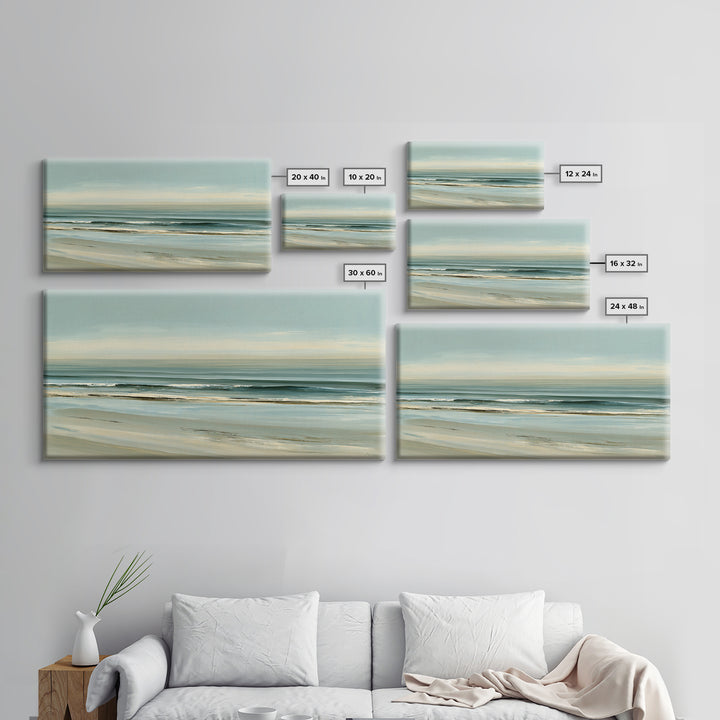 Coastal Horizon in Muted Spa Blues Canvas Print, Spa Art, Printable Wall Art, Spa Decor, Fine Art, Serenity, Feminine Wall Art, SPA-2x1-78