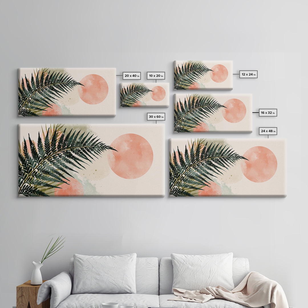 Fern Leaf Closeup Framed Canvas Print, Spa Art, Tarot Card Art, Spa Decor, Watercolor Art, Serenity, Textured Painting, SPA-2x1-79