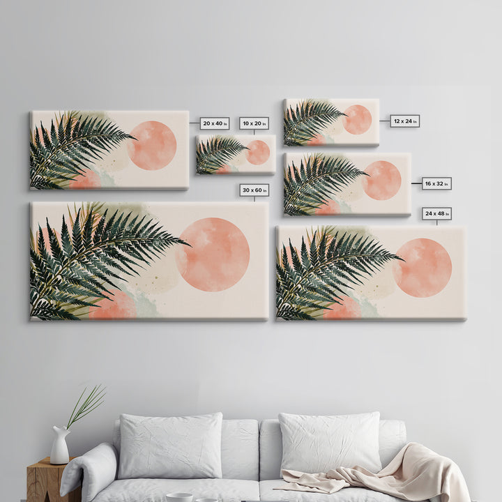 Fern Leaf Closeup Framed Canvas Print, Spa Art, Tarot Card Art, Spa Decor, Watercolor Art, Serenity, Textured Painting, SPA-2x1-79