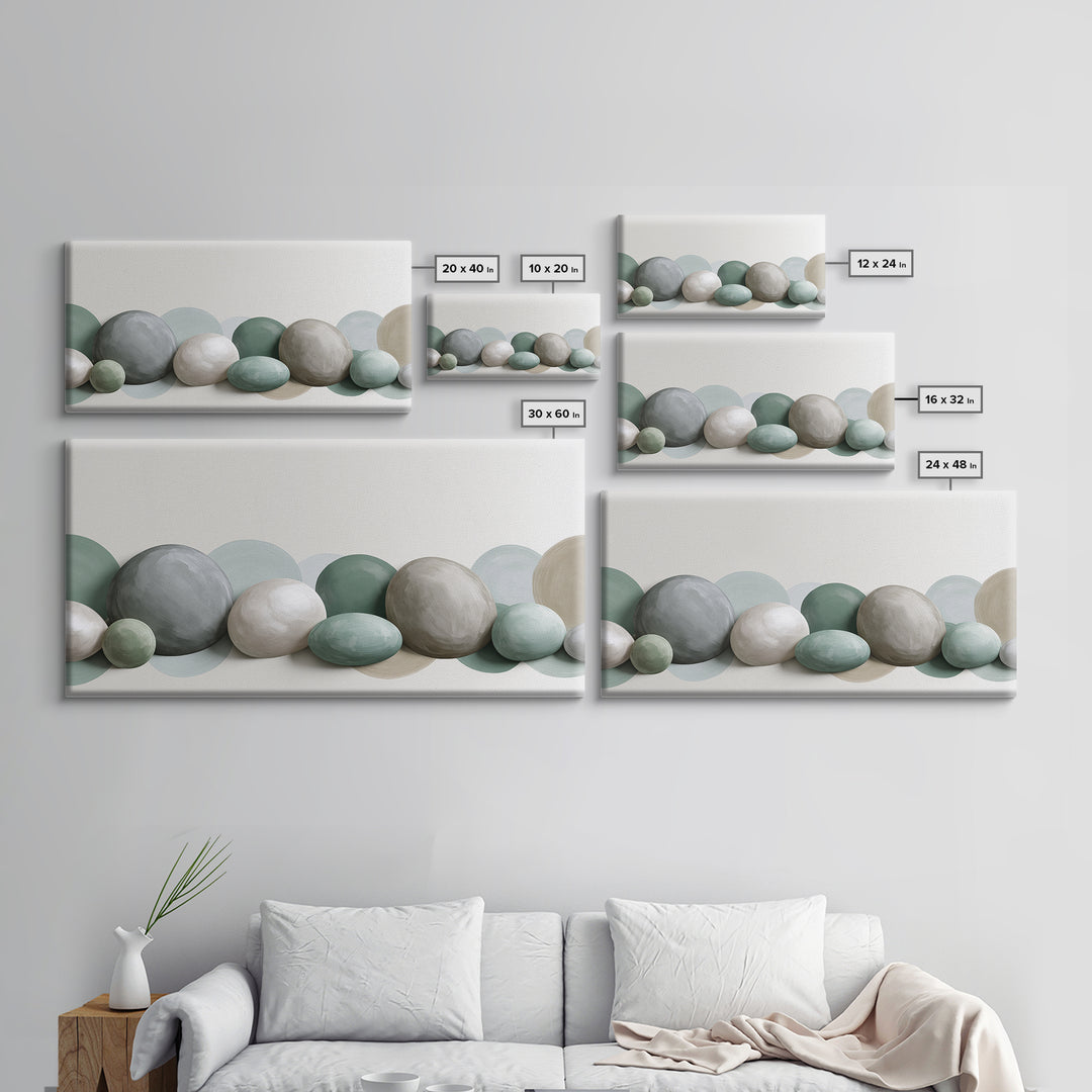 Pebble Texture Abstract Framed Canvas Print, Spa Art, Wall Decor, Spa Decor, Serenity, Minimalist Art, Feminine Wall Art, SPA-2x1-83