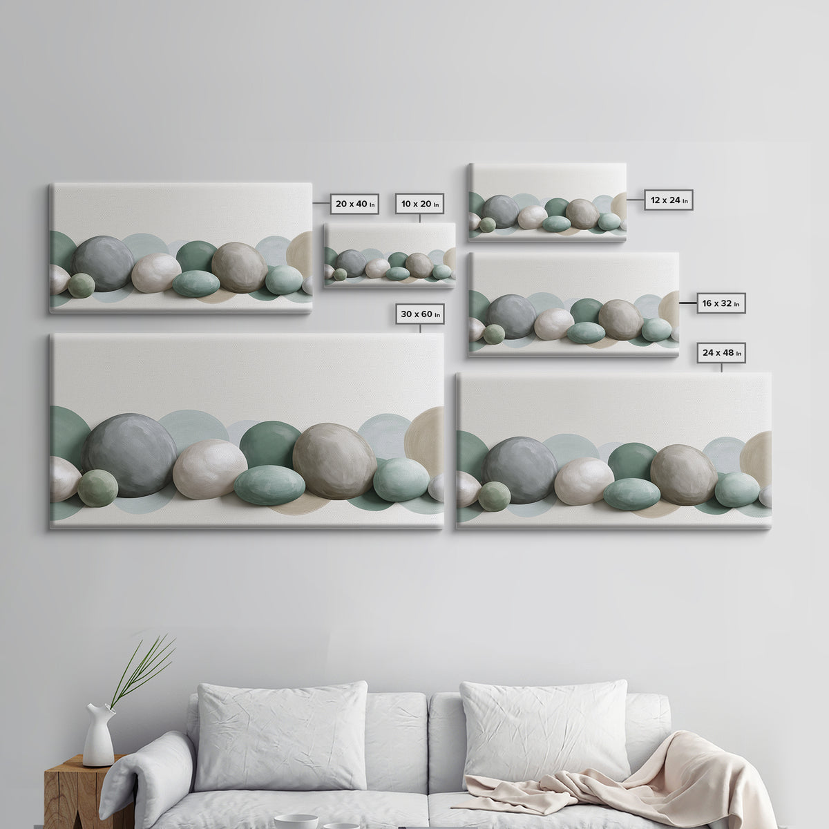 Pebble Texture Abstract Framed Canvas Print, Spa Art, Wall Decor, Spa Decor, Serenity, Minimalist Art, Feminine Wall Art, SPA-2x1-83