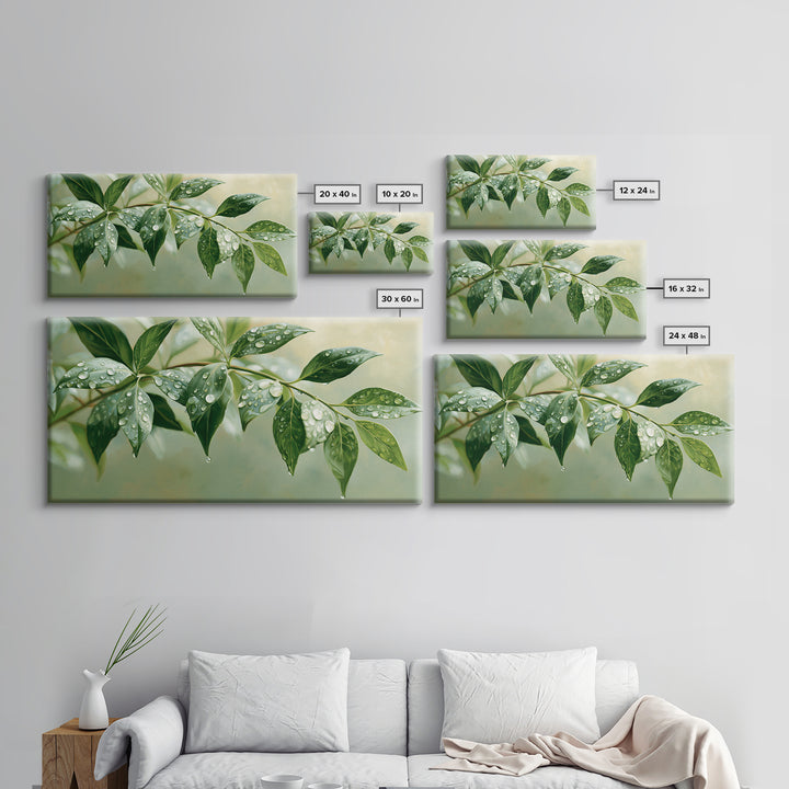 Rain on Leaves Framed Canvas Print, Spa Art, Animal Art, Spa Decor, Fine Art, Serenity, Gallery Decor, Neutral Decor, SPA-2x1-84