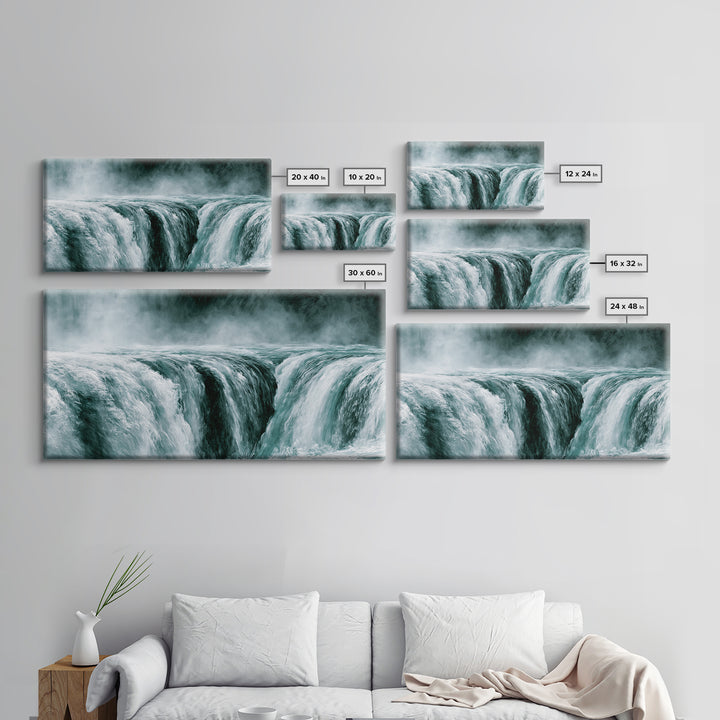 Serene Waterfall with Mist Framed Canvas Print, Spa Art, Wall Art Print, Spa Decor, Serenity, Animal Art, Modern Home Decor, SPA-2x1-86