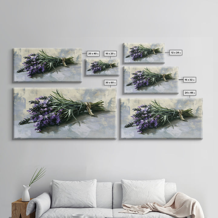 Lavender Bundle with Soft Shadow Framed Canvas Print, Spa Art, Animal Art, Spa Decor, Fine Art, Serenity, Gallery Decor, SPA-2x1-99