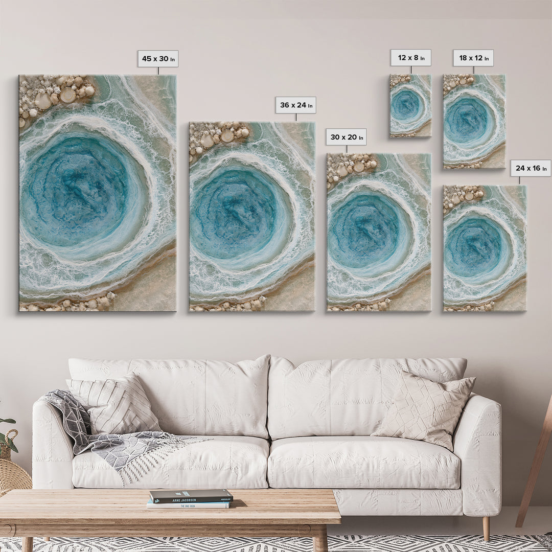 Blue Lagoon Water Seen from Above Framed Canvas Print, Spa Art, Printable Art, Spa Decor, Serenity, Fine Art Photography, SPA-2x3-100