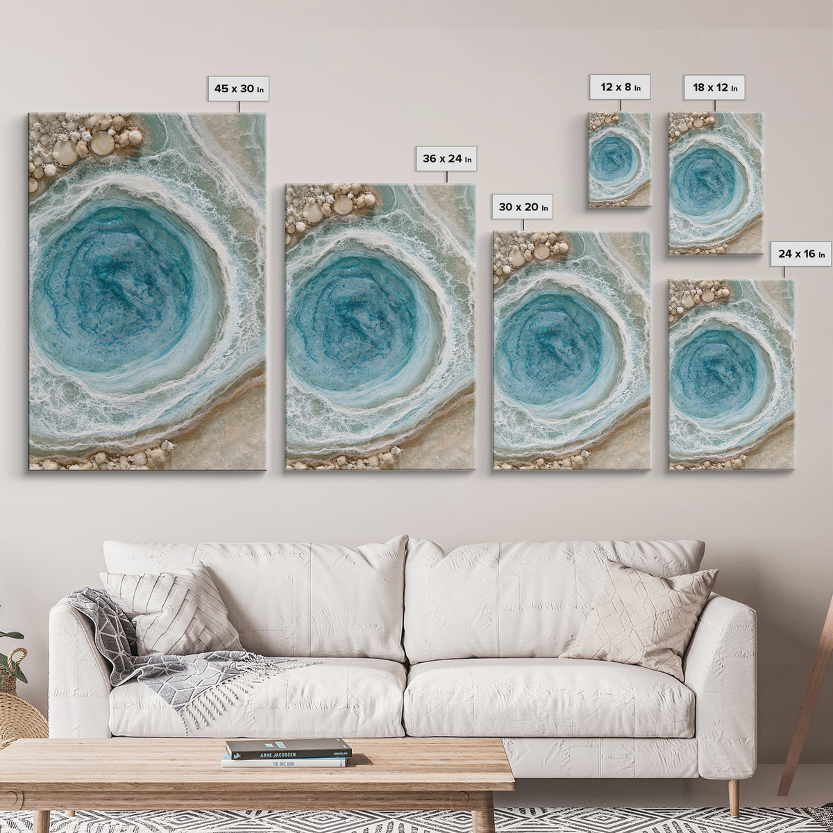 Blue Lagoon Water Seen from Above Framed Canvas Print, Spa Art, Printable Art, Spa Decor, Serenity, Fine Art Photography, SPA-2x3-100