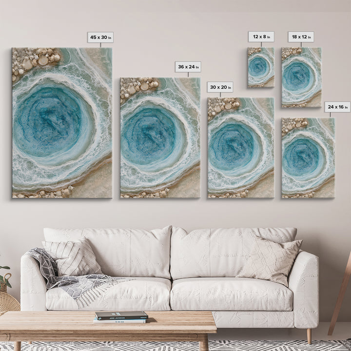 Blue Lagoon Water Seen from Above Framed Canvas Print, Spa Art, Printable Art, Spa Decor, Serenity, Fine Art Photography, SPA-2x3-100