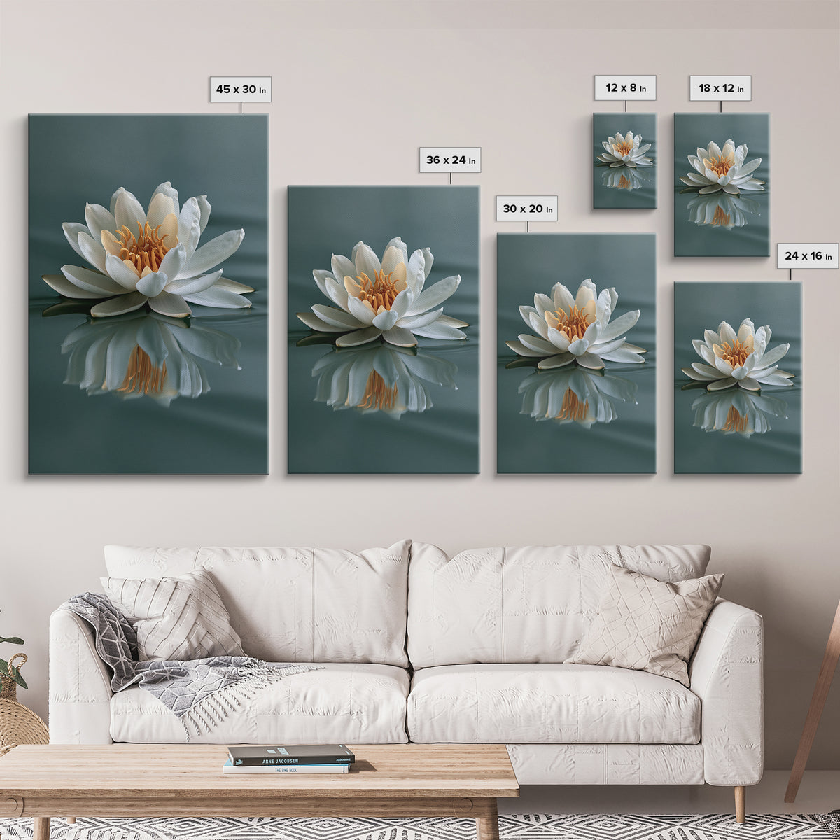 Lotus Flower Floating on Still Pond Framed Canvas Print, Spa Art, Black Woman Art, Spa Decor, Serenity, Modern Home Decor, SPA-2x3-12