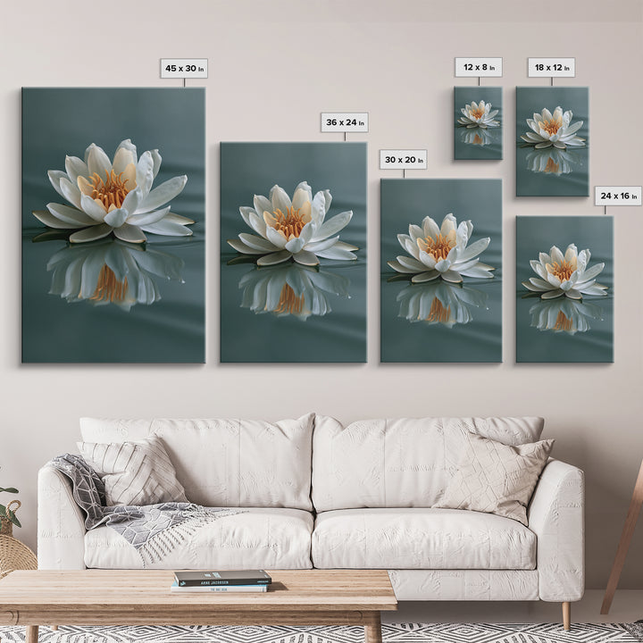 Lotus Flower Floating on Still Pond Framed Canvas Print, Spa Art, Black Woman Art, Spa Decor, Serenity, Modern Home Decor, SPA-2x3-12
