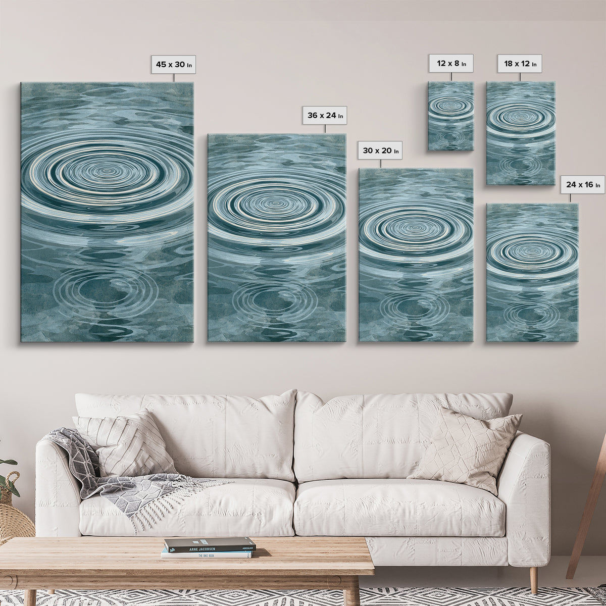 Abstract Water Ripples Canvas Print, Spa Art, Wall Art, Spa Decor, Abstract Art, Serenity, Dog Wall Art, Abstract Print, SPA-2x3-14