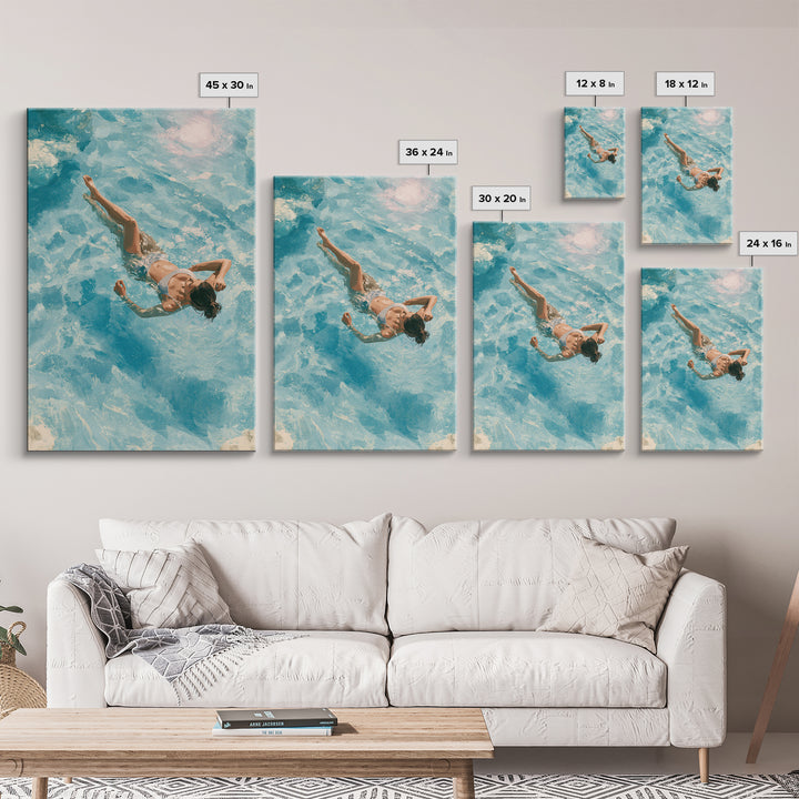 Blue Lagoon Water Seen from Above Framed Canvas Print, Spa Art, Minimalist Decor, Spa Decor, Fine Art, Serenity, SPA-2x3-4