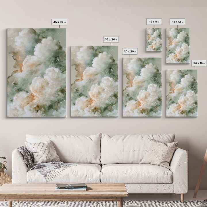 Soft Cloudscape in Cream and Sage Canvas Print, Spa Art, Spa, Spa Decor, Fine Art, Serenity, Teen Girl Room Decor, Dog Canvas, SPA-2x3-45