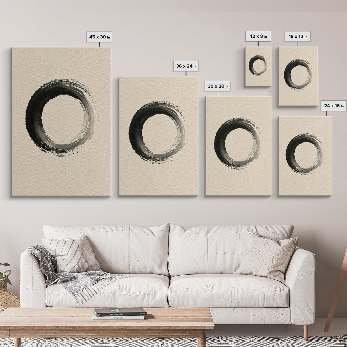 Minimal Zen Circle Brushstroke Framed Canvas Print, Spa Art, Printable Art, Spa Decor, Fine Art, Serenity, Fine Art Photography, SPA-2x3-64