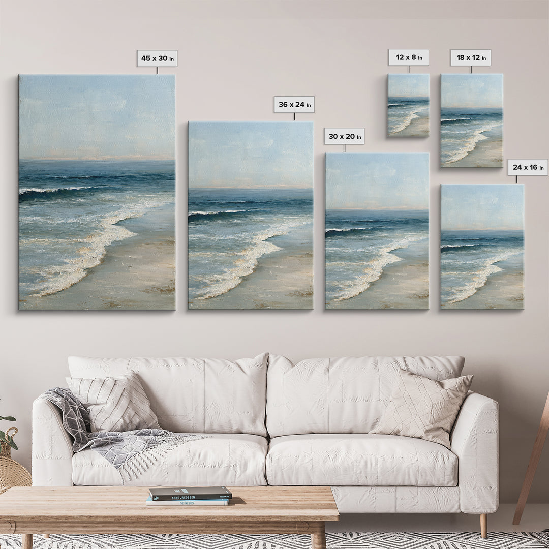 Coastal Horizon in Muted Spa Blues Canvas Print, Spa Art, Black Woman Art, Spa Decor, Fine Art, Serenity, Modern Home Decor, SPA-2x3-66