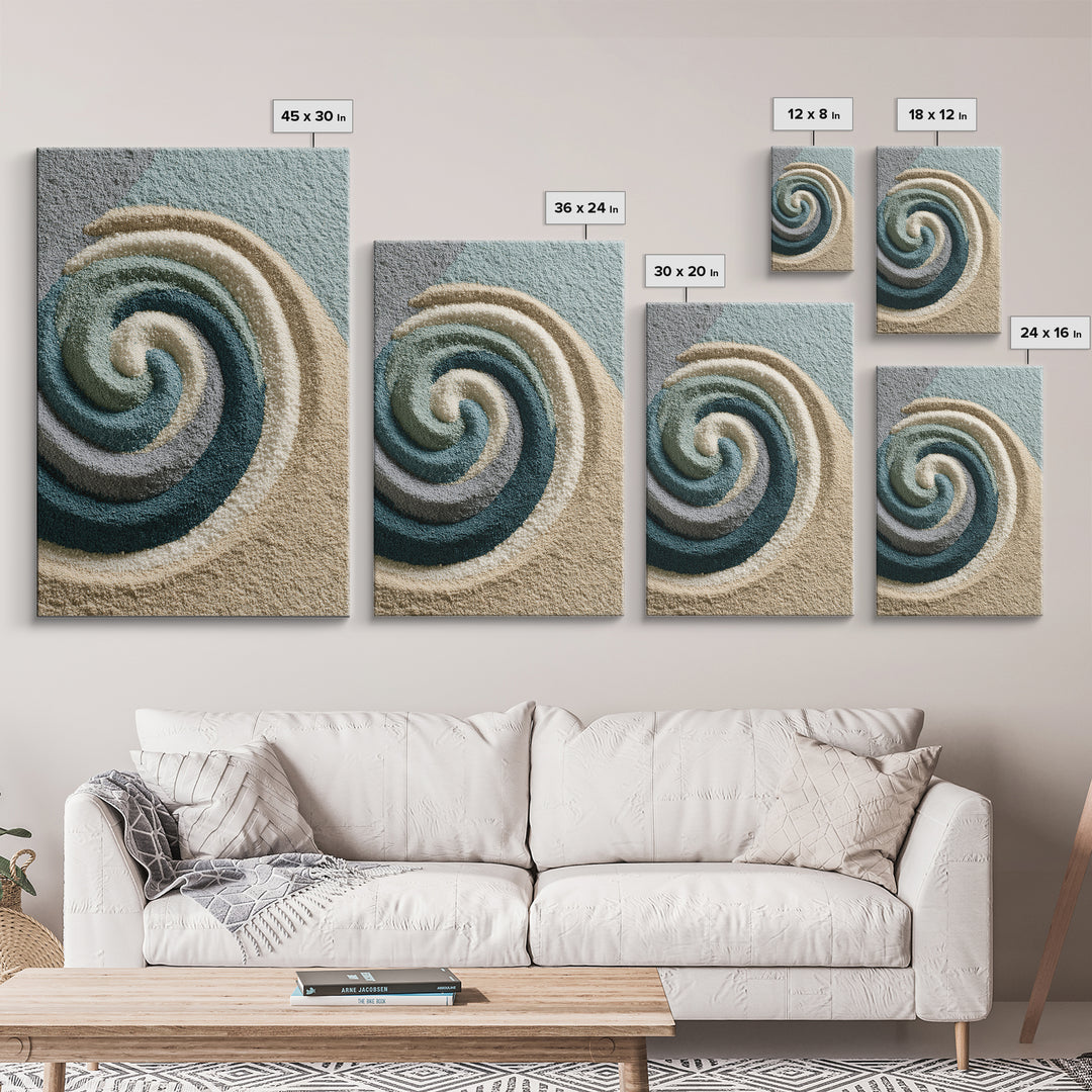 Sand Garden Lines Framed Canvas Print, Spa Art, Fine Art Photography, Spa Decor, Oil Painting, Serenity, Wildlife Wall Art, SPA-2x3-68