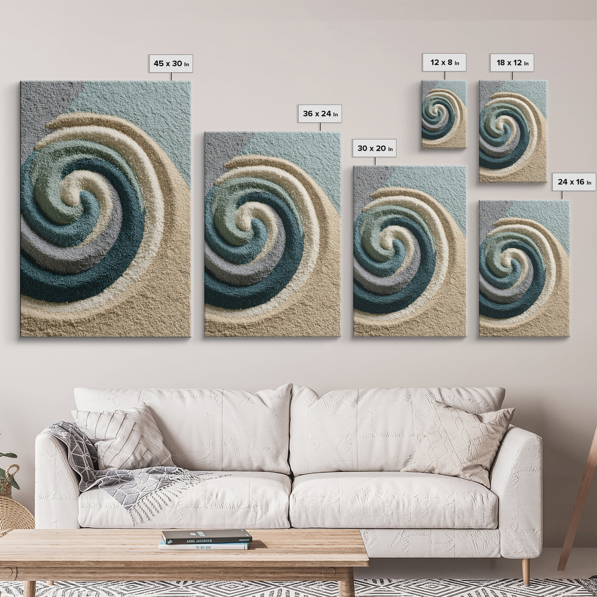 Sand Garden Lines Framed Canvas Print, Spa Art, Fine Art Photography, Spa Decor, Oil Painting, Serenity, Wildlife Wall Art, SPA-2x3-68