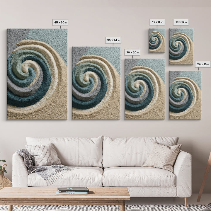 Sand Garden Lines Framed Canvas Print, Spa Art, Fine Art Photography, Spa Decor, Oil Painting, Serenity, Wildlife Wall Art, SPA-2x3-68