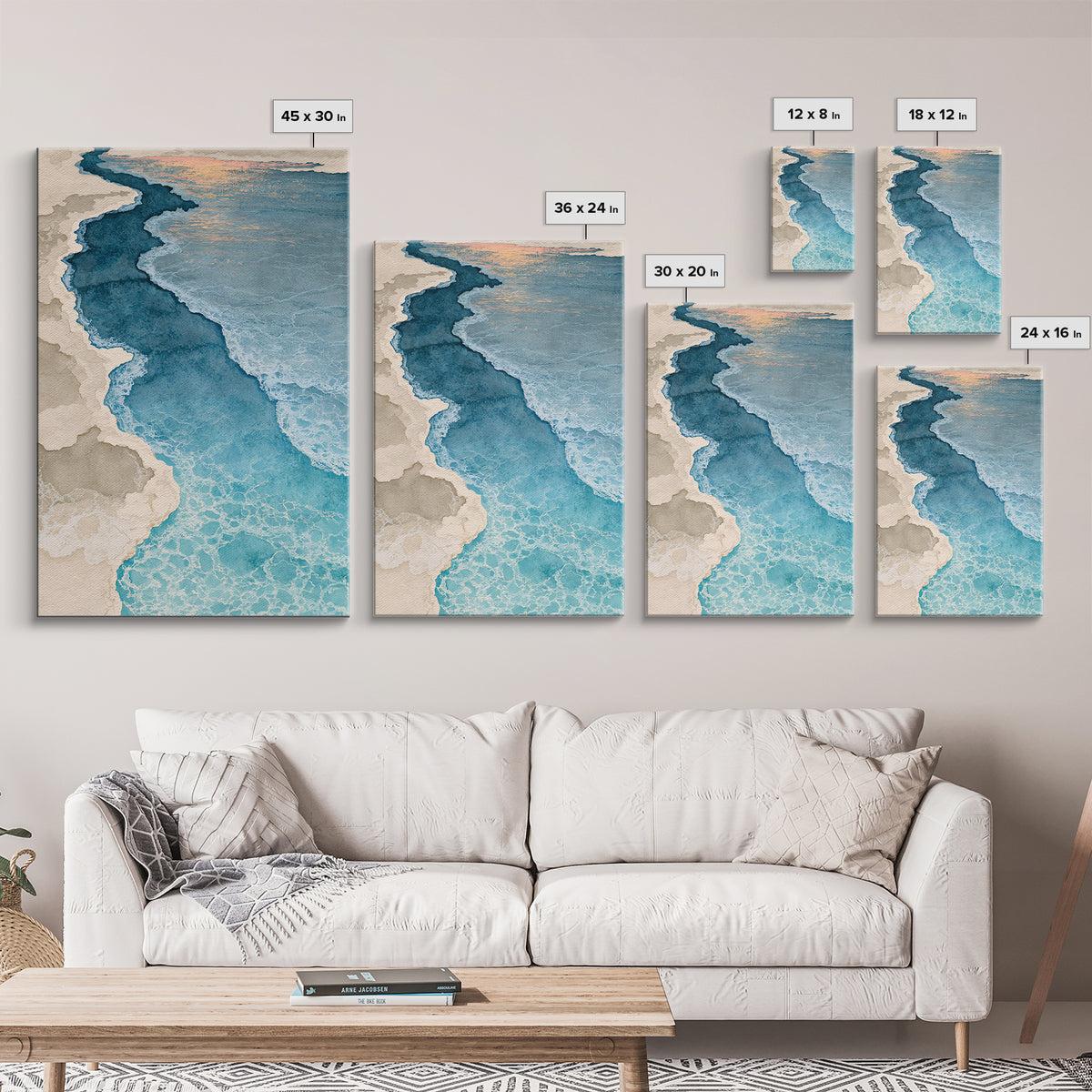 Blue Lagoon Water Seen from Above Framed Canvas Print, Spa Art, Teen Girl Room Decor, Spa Decor, Serenity, Luxury Decor, SPA-2x3-76