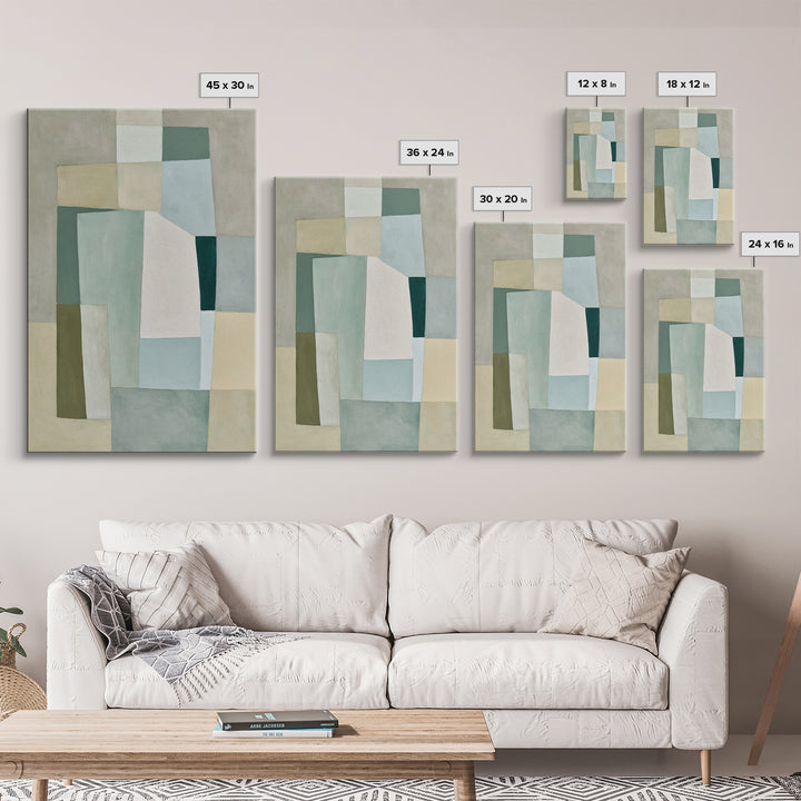 Sage and Ivory Geometric Calm Composition Canvas Print, Spa Art, Fashion Wall Art, Spa Decor, Abstract Art, Serenity, SPA-2x3-77