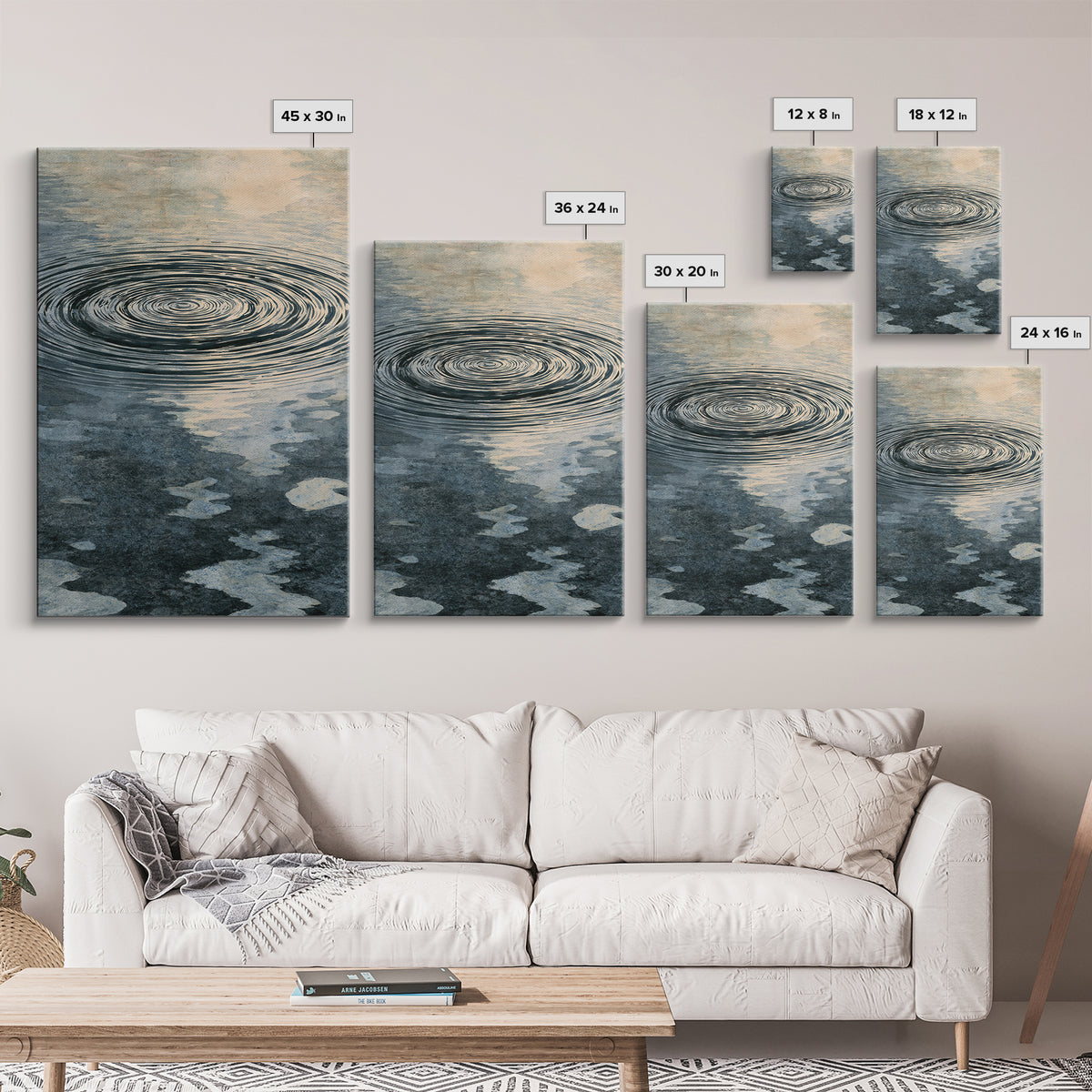 Abstract Water Ripples Canvas Print, Spa Art, Contemporary Art, Spa Decor, Serenity, Spa Wall Art, Teen Girl Room Decor, SPA-2x3-86