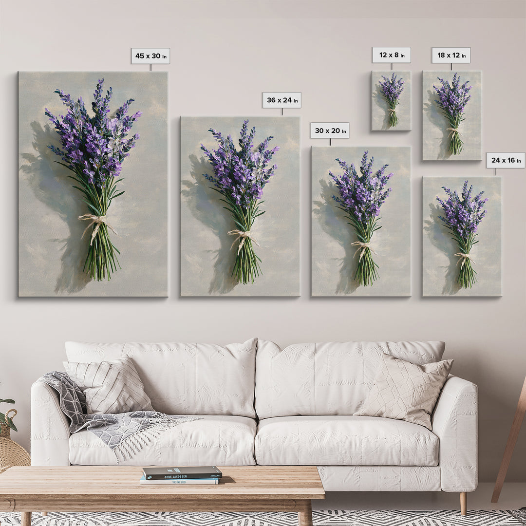 Lavender Bundle with Soft Shadow Framed Canvas Print, Spa Art, Esthetician Decor, Spa Decor, Fine Art, Serenity, Room Decor, SPA-2x3-87