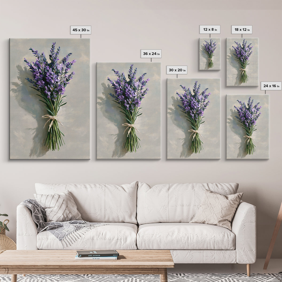 Lavender Bundle with Soft Shadow Framed Canvas Print, Spa Art, Esthetician Decor, Spa Decor, Fine Art, Serenity, Room Decor, SPA-2x3-87