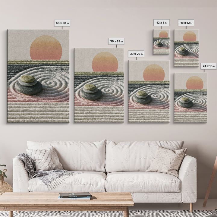 Sand Garden Lines Framed Canvas Print, Spa Art, Textured Painting, Spa Decor, Fine Art, Serenity, Travel Poster, Abstract, SPA-2x3-92