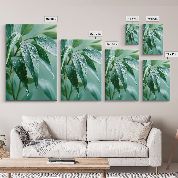 Rain on Leaves Canvas Print, Spa Art, Animal Art, Spa Decor, Fine Art, Serenity, Gallery Decor, Neutral Decor, Modern Decor, SPA-2x3-96