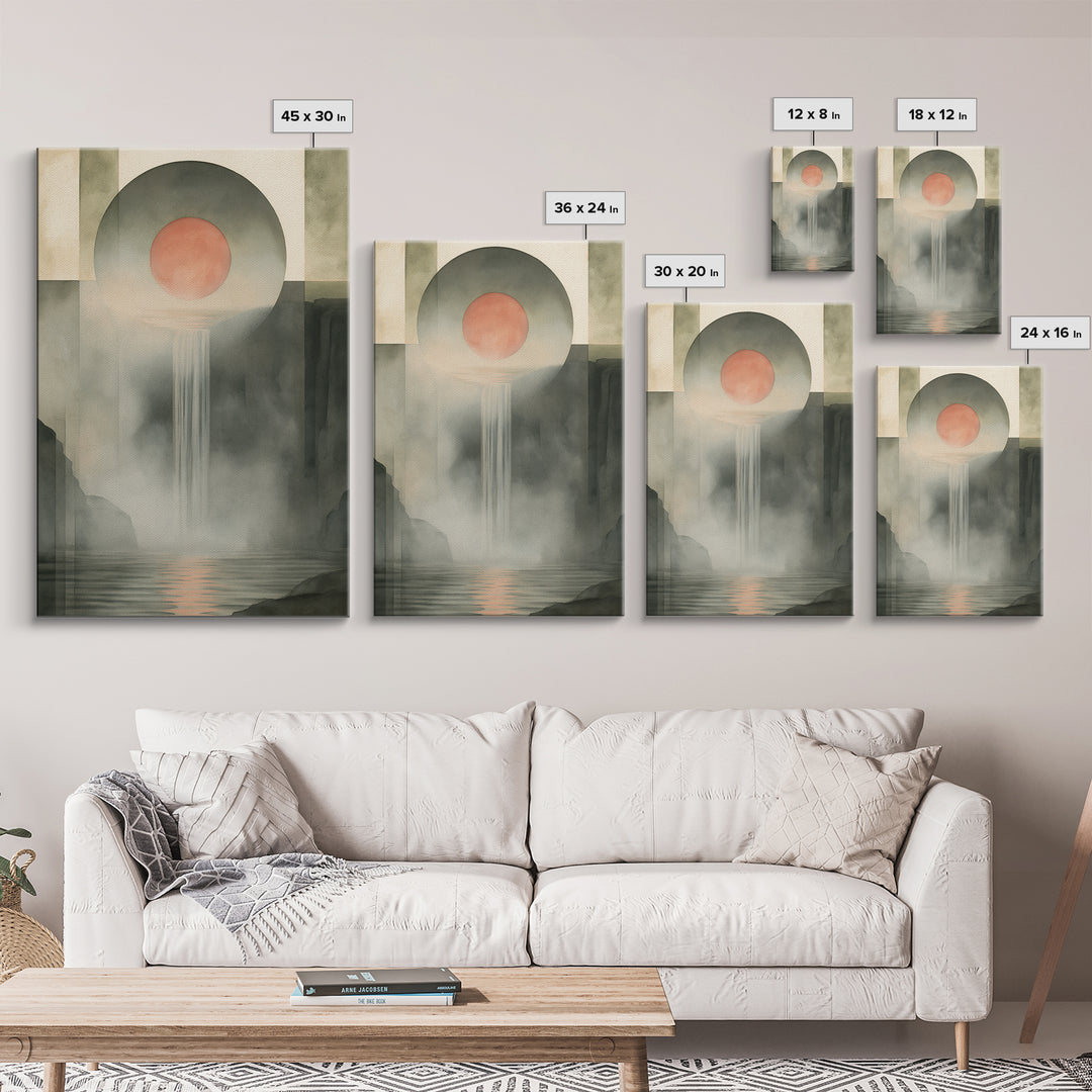 Serene Waterfall with Mist Framed Canvas Print, Spa Art, Nature Prints, Spa Decor, Watercolor Art, Serenity, Dog Groomer Gifts, SPA-2x3-98