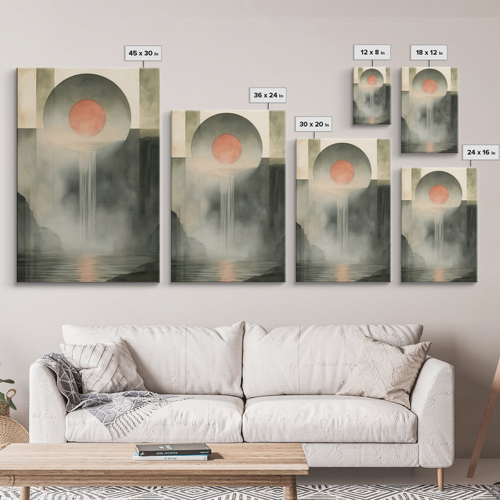 Serene Waterfall with Mist Framed Canvas Print, Spa Art, Nature Prints, Spa Decor, Watercolor Art, Serenity, Dog Groomer Gifts, SPA-2x3-98