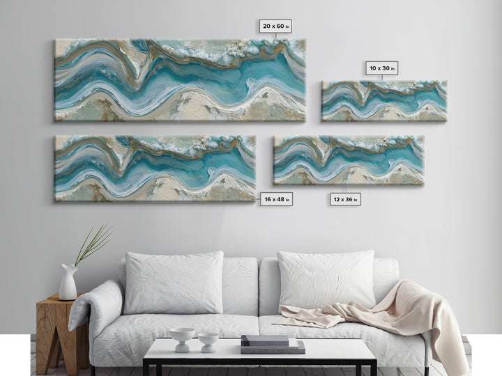 Blue Lagoon Water Seen from Above Framed Canvas Print, Spa Art, Teen Girl Room Decor, Spa Decor, Serenity, Luxury Decor, SPA-3x1-12