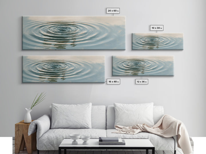 Abstract Water Ripples Canvas Print, Spa Art, Textured Painting, Spa Decor, Fine Art, Serenity, Travel Poster, Contemporary Art, SPA-3x1-22