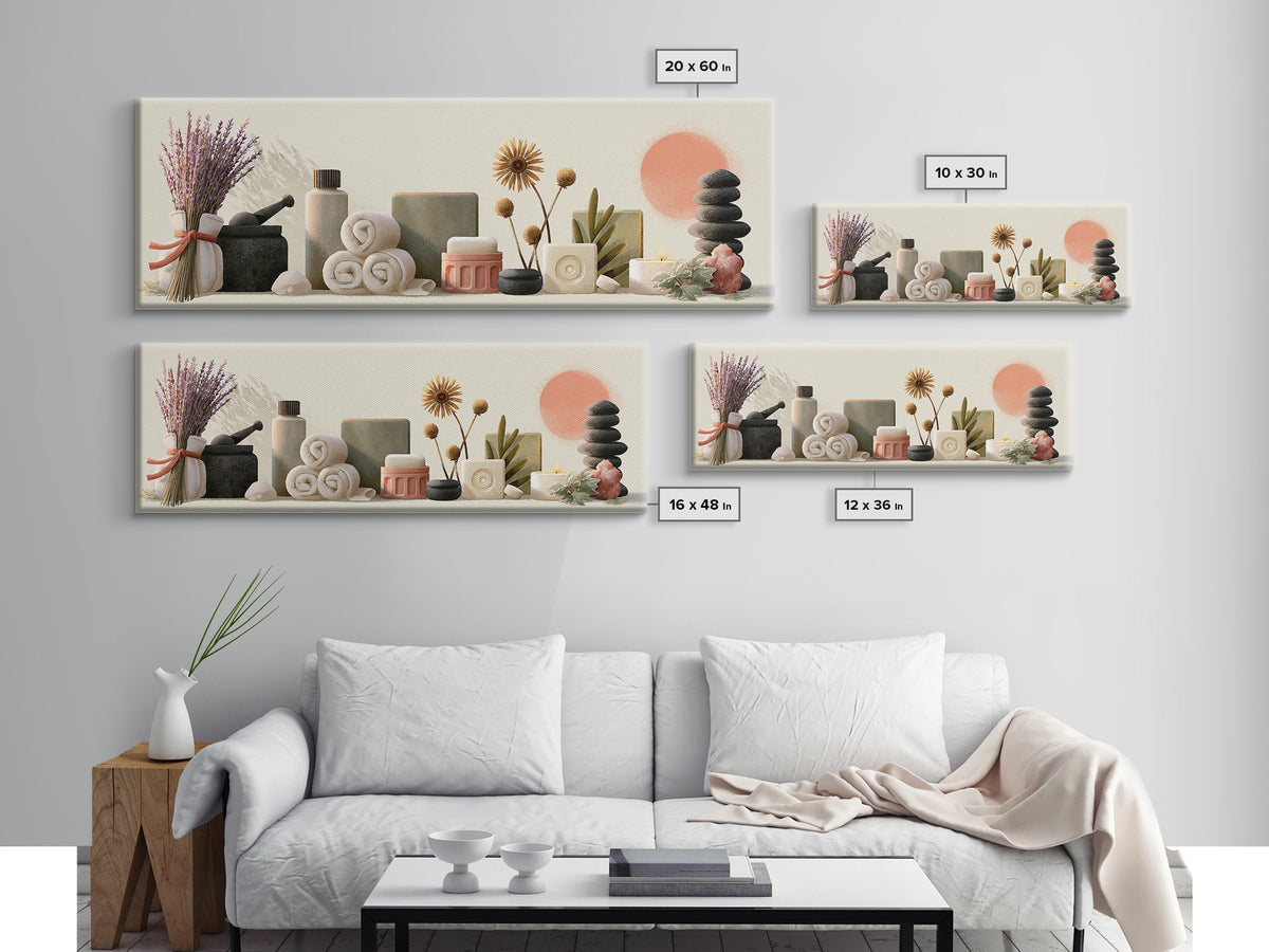 Lavender Bundle with Soft Shadow Framed Canvas Print, Spa Art, Art Print, Spa Decor, Fine Art, Serenity, Botanical Art, SPA-3x1-23